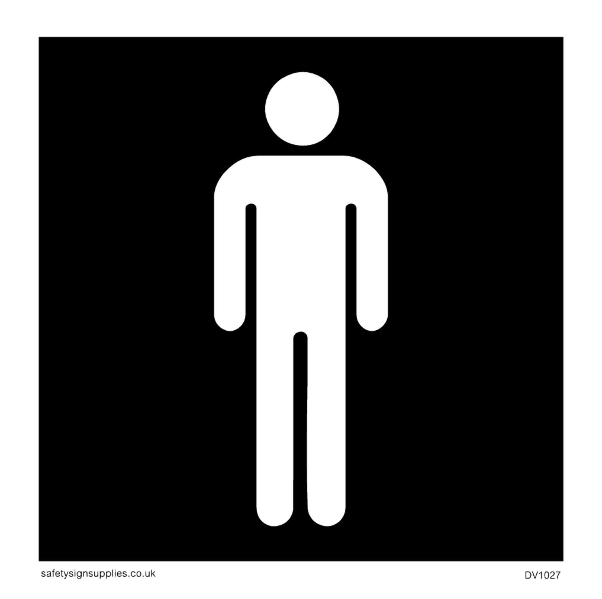 Viking Signs DV1027-S85-1M Male Toilet Symbol - Toilet Door Sign, Negative Black Text, 1 mm Plastic Semi-Rigid, 85 mm H x 85 mm W