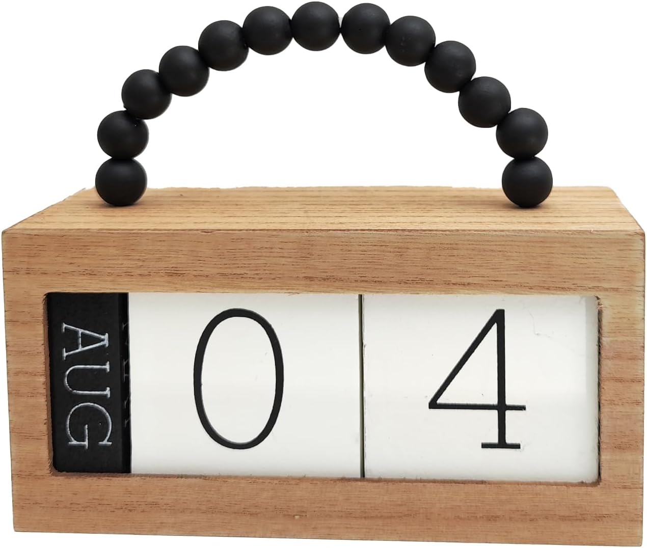 Calendario perpetuo de madera para escritorio, exhibición de fecha de mes de madera de metal para profesores, estudiantes, aula, decoración rústica