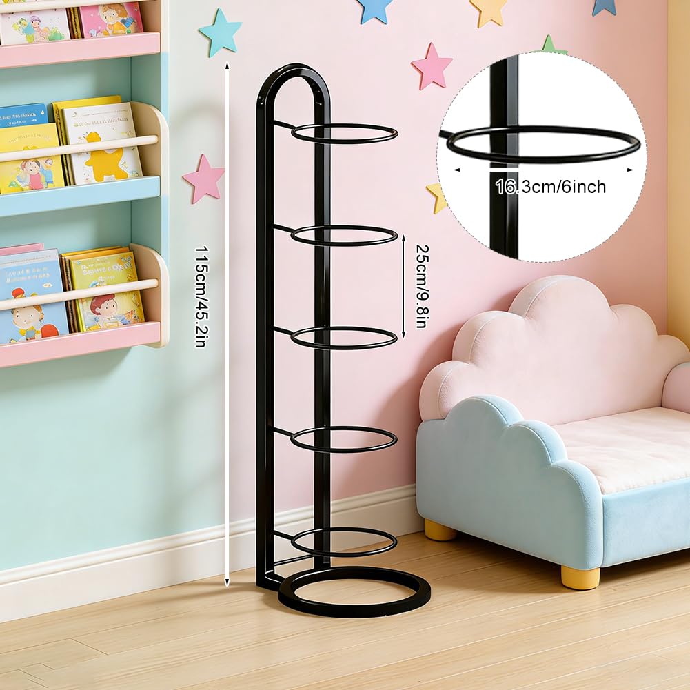Soporte para pelotas de fútbol, baloncesto y más – Soporte de bola de metal de 5 niveles negro
