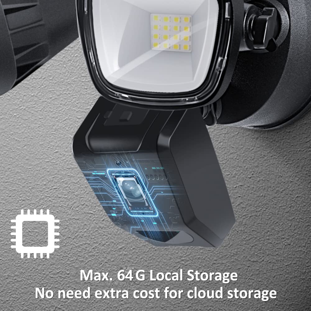 Willcrew Luces de Seguridad HD Floodlight Cam 3000LM, Cámara de seguridad HD con Focos Integrados, Comunicación Bidireccional y Alarma Sonora, Sensor de Movimiento para Entrada Garaje Patio y Jardín
