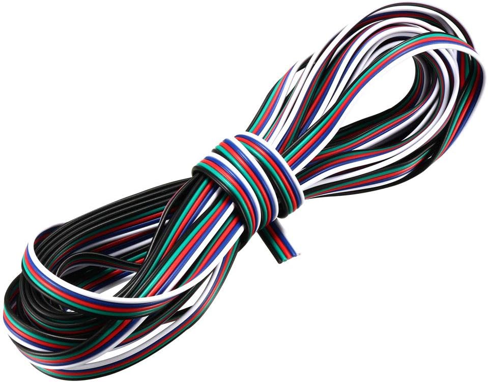 uxcell RGB Wire 22AWG 5 Pin 5 Color Extension Cable Line for LED Strip 5050 3528 Cord 33ft / 10m