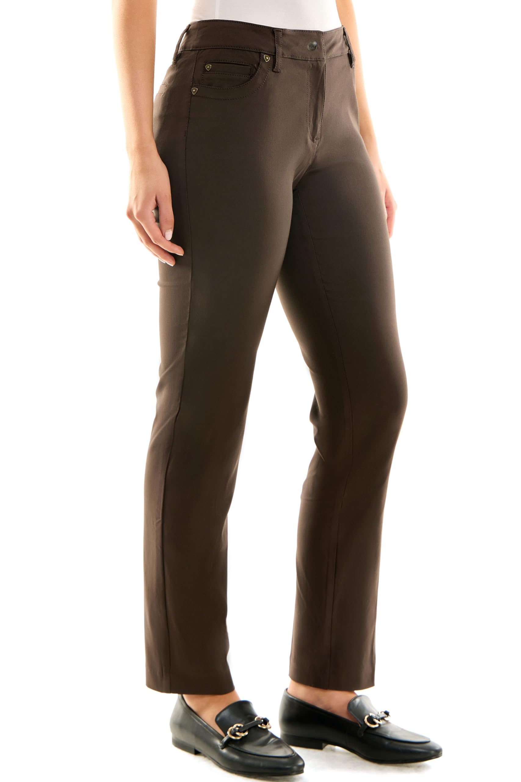 Zac & Rachel Women's Millennium Fabric Jeans-Perfectly Designed Woven Stretch Combination that Makes for The Most Flattering, Chocolate, Large