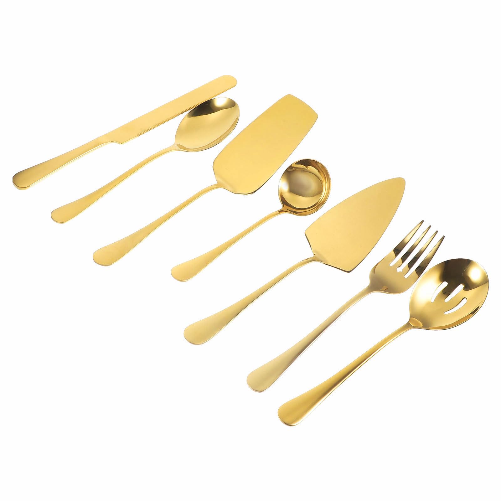 TIDTALEO Set di Posate Design Minimalista Coltello, Forchetta e Cucchiaio in Metallo Inossidabile Oro Resistente All'usura per Torta per Pasticceria e Uso Domestico