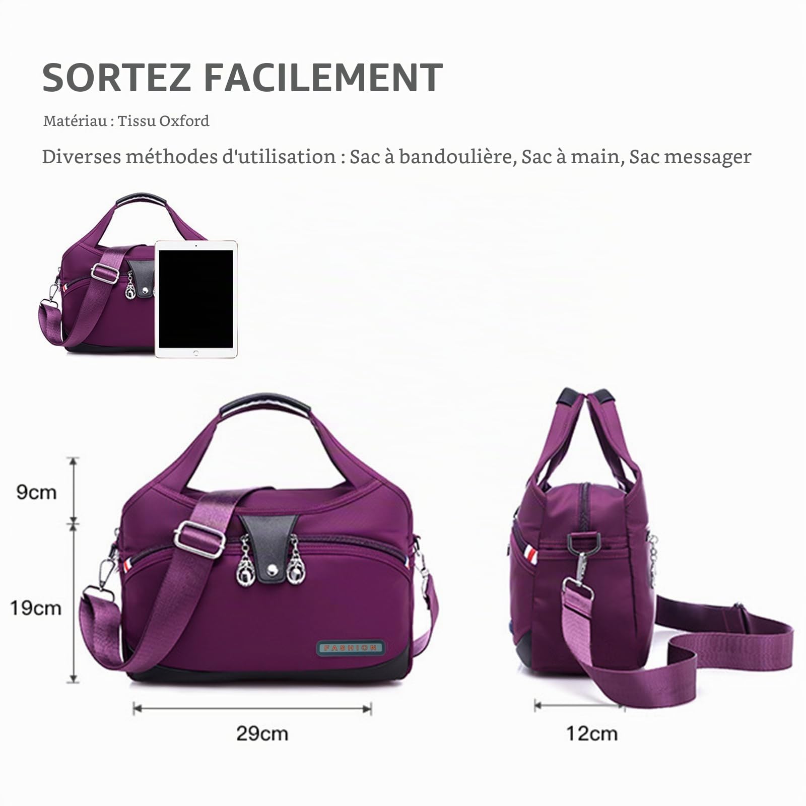 NICOLE & DORIS Sacs à Main Portés Epaule Femme Sac à Bandoulière Léger Sac D'épaule Multi-Poches Sac Messenger Nylon Sac de Voyage Grande Capacité Camouflage Rosé