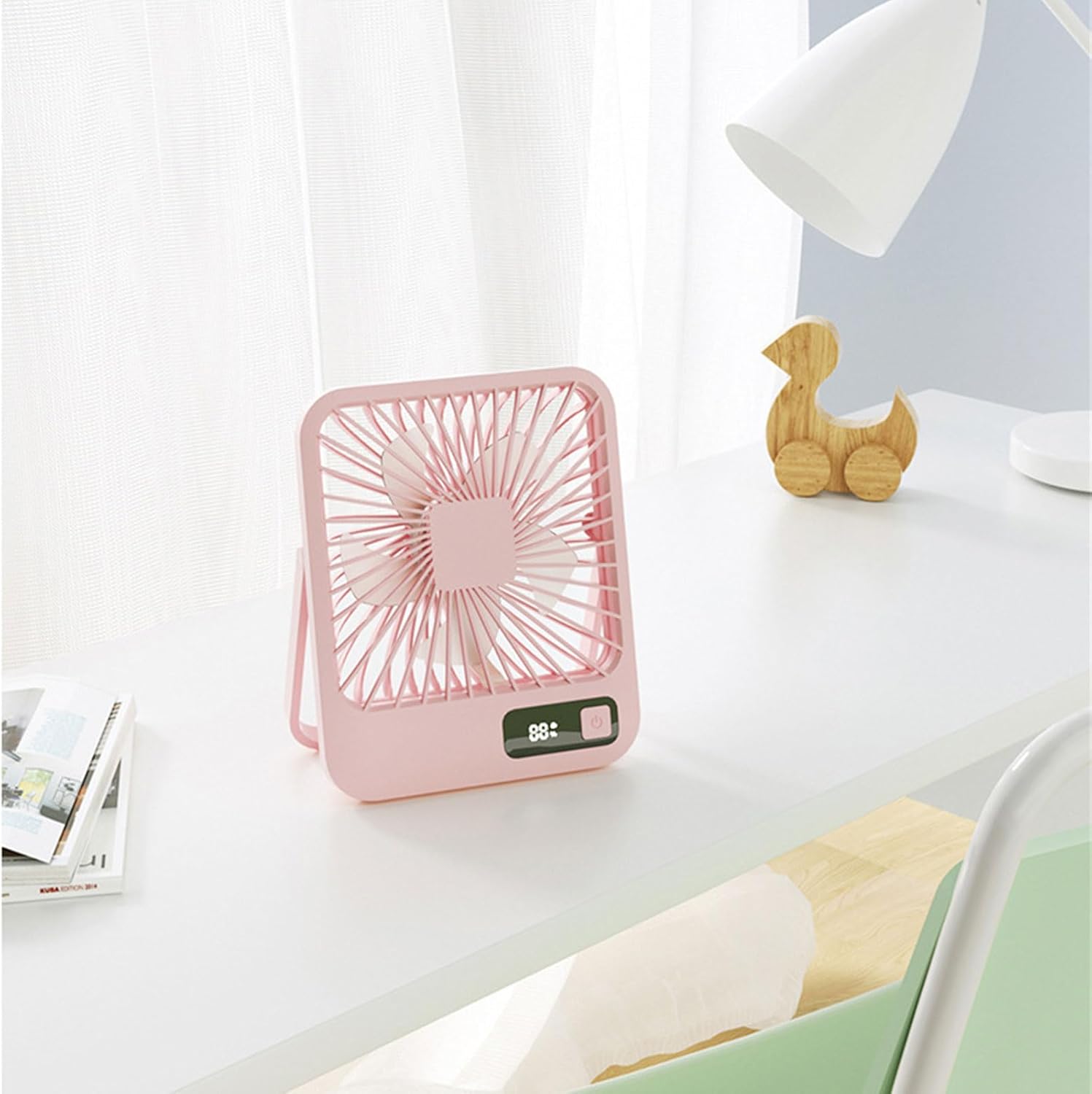 USB Desk Fan 1500mAh Rechargeable Operated Fan 5 Speed Table Fan Foldable Camping Fan With Digital Display Space Saving Fan