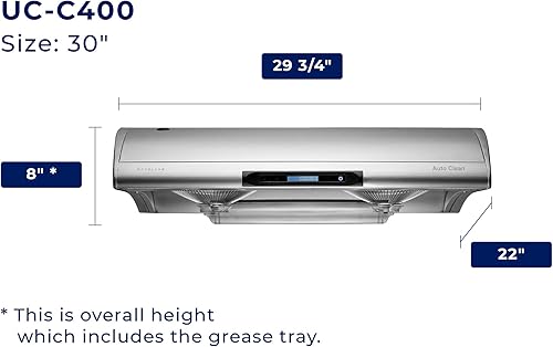 Miniatura 9 de Hauslane Extractor de cocina para debajo del gabinete de la serie Chef C395 de 36 pulgadas  Diseño delgado de acero inoxidable con autolimpieza