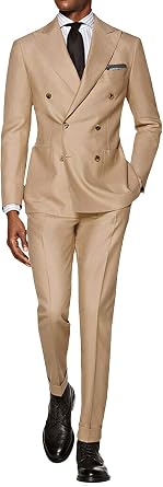 Mens 2 Pieces Double Breasted Peak Lapel Business Wedding Tuxedo