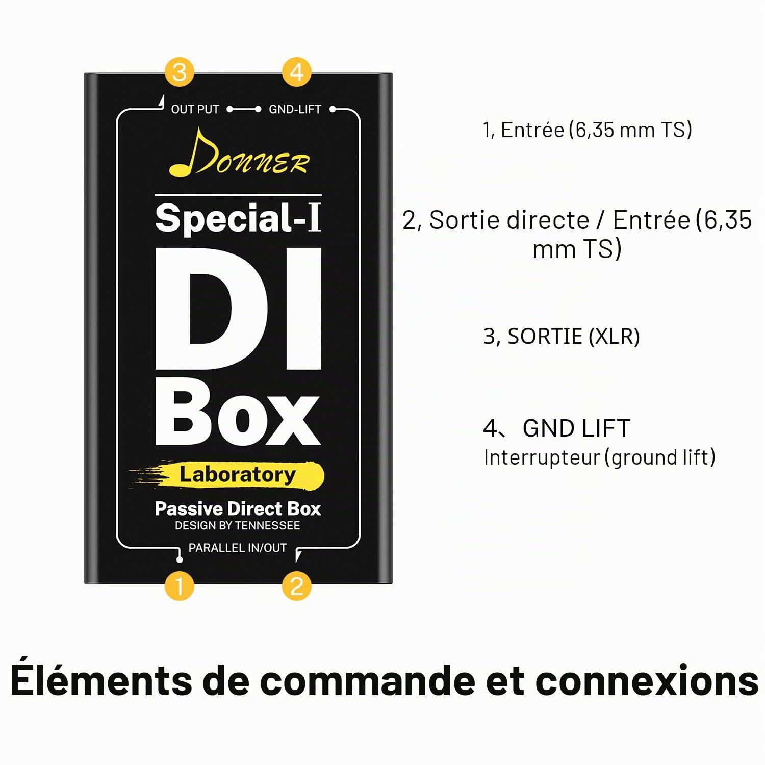 Donner Professional Haute Performance Passive DI-Box Unit Hum Eliminator 1/4" Instrument Direct Box vers XLR Symétrique et Asymétrique (Special-Ⅰ)