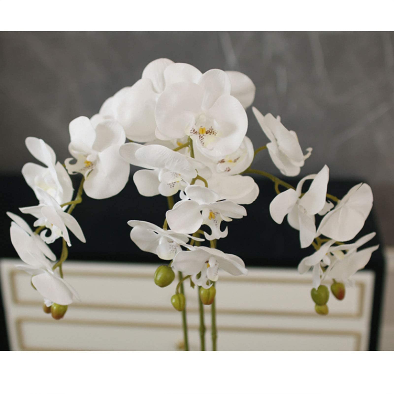 Delicati fiori artificiali di orchidea finta composizione con vaso, bonsai di fiori artificiali per camera, hotel, soggiorno, matrimonio, decorazione per la casa, tavolo da pranzo
