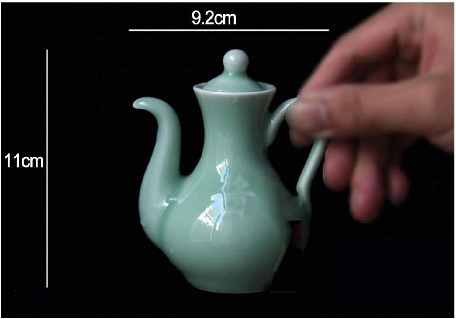 Oil and Vinegar Dispenser Oil and Vinegar Dispenser,Ceramic Oil Bottle Vinegar/Soy Sauce Dispenser,Vintage Small Bottle Liquid Condiment Dispenser Cooking(Green,9.2 * 11cm)