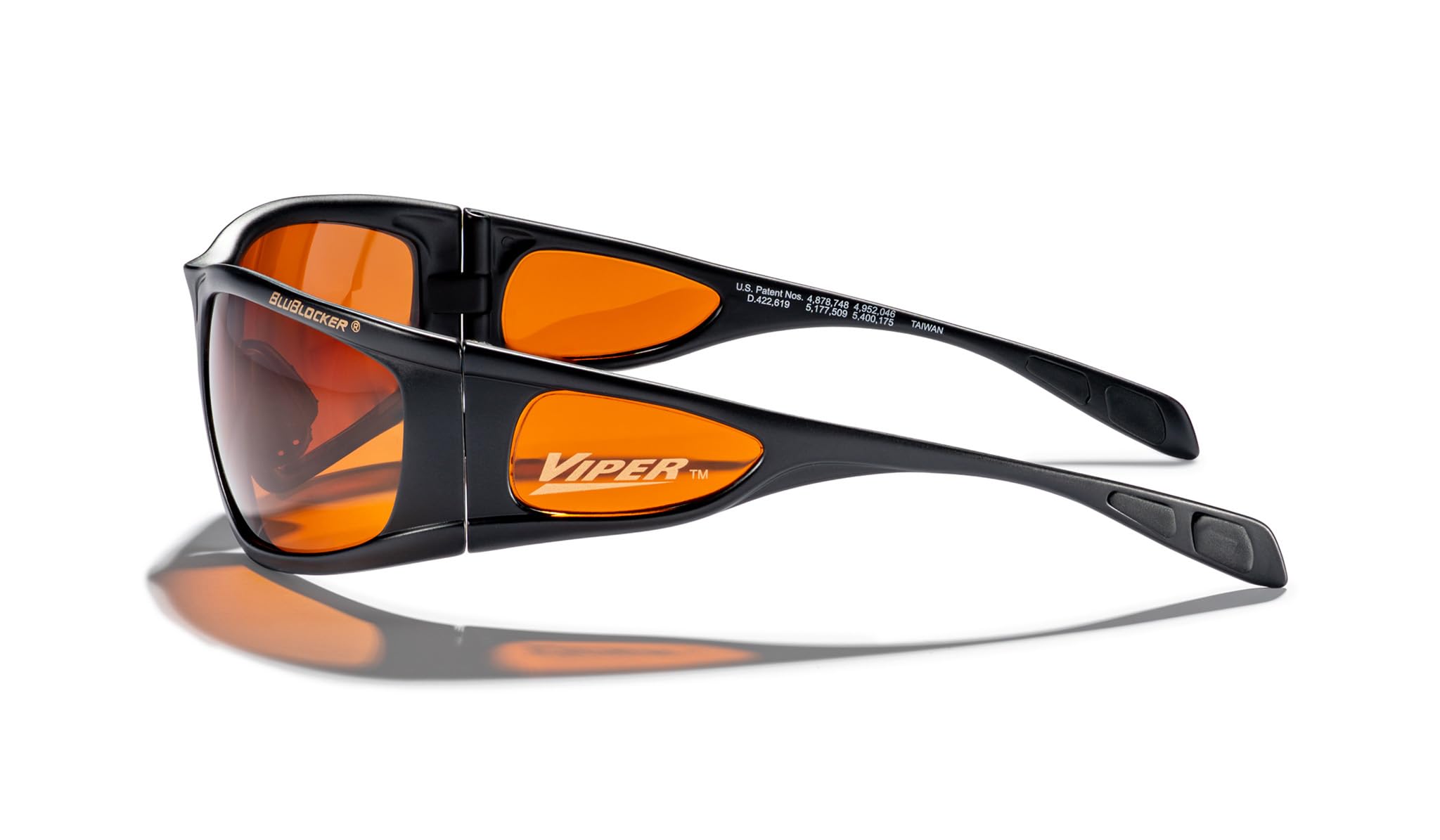 BluBlocker Gafas de sol polarizadas Viper, color negro, 100 % protección UV y luz azul. Agarre de goma., Negro -