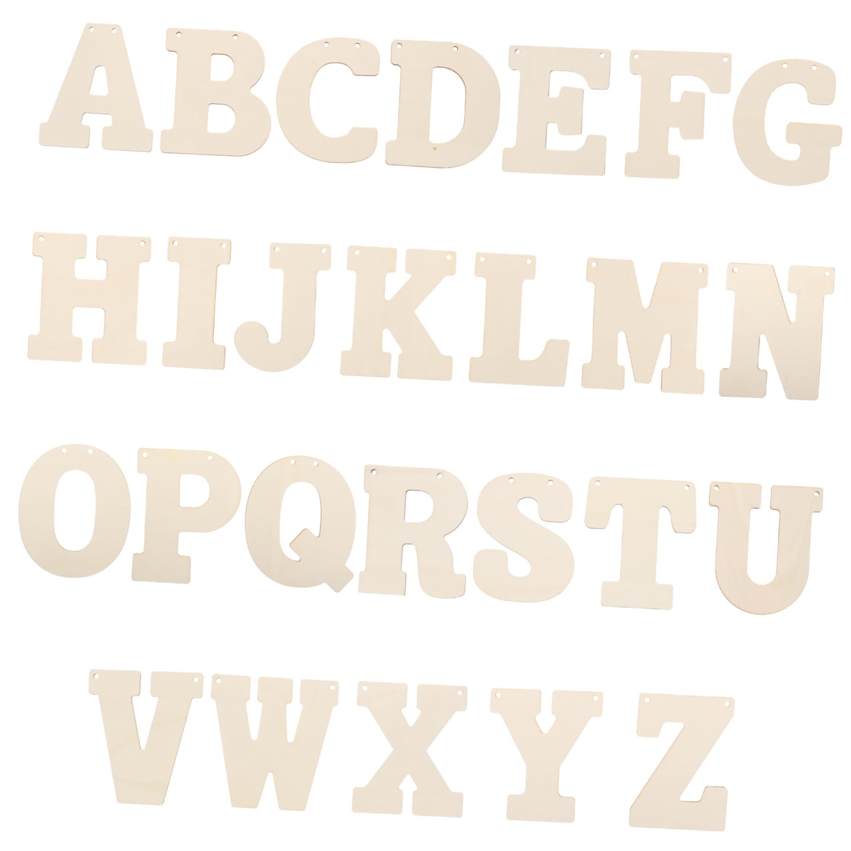 66 Figuras de Madera sin Acabado de 5 Pulgadas, Superficie Lisa y Ligera, Agujeros para Colgar, Ideales para Manualidades, Pintura y Placas