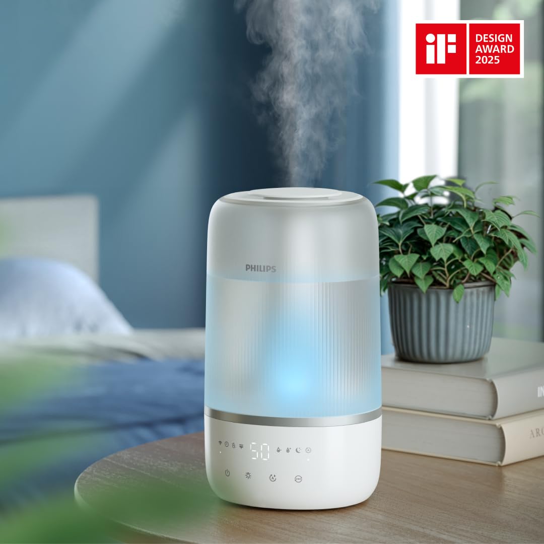 Philips Smart Humidifier HU1509/00, leise, Aromatherapie, Nachtlicht, für Räume bis 38 m²