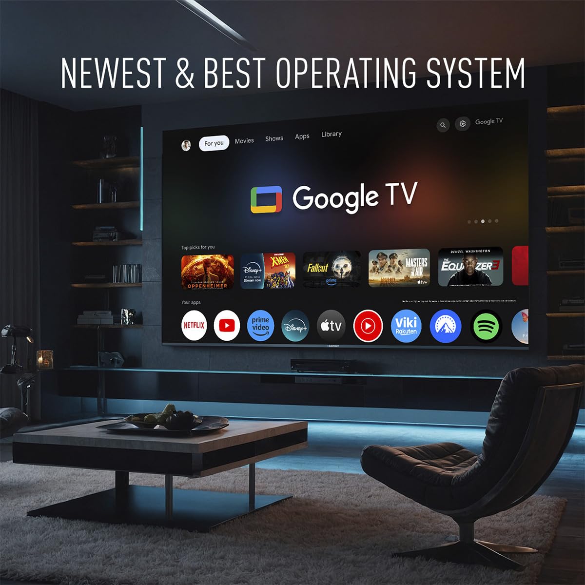 Blaupunkt Smart TV 4K 43UBG6010S, 108 cm (43 Pulgadas), LED LCD, Google TV, Bluetooth y Wi-Fi, HDR, Dolby Atmos, Color Blanco | Dolby Audio, HDR, MEMC, Wi-Fi Dual Band y Bluetooth 5.0, Blanco