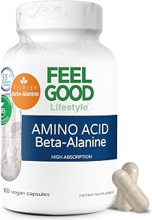 FeelGood Superfoods Beta-Alanine Capsules -Amino Acid - 3200mg Equivalent Dose - Prevent Muscle Loss -Increase Endurance - High Absorption- 30 Servings