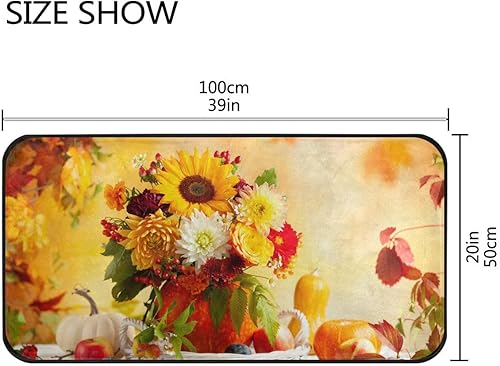 Miniatura 4 de Aslsiy Tapete de cocina con ramo de flores y calabaza, tapete cómodo para baño, entrada, bienvenida, antideslizante, para dormitorio, sala de estar,