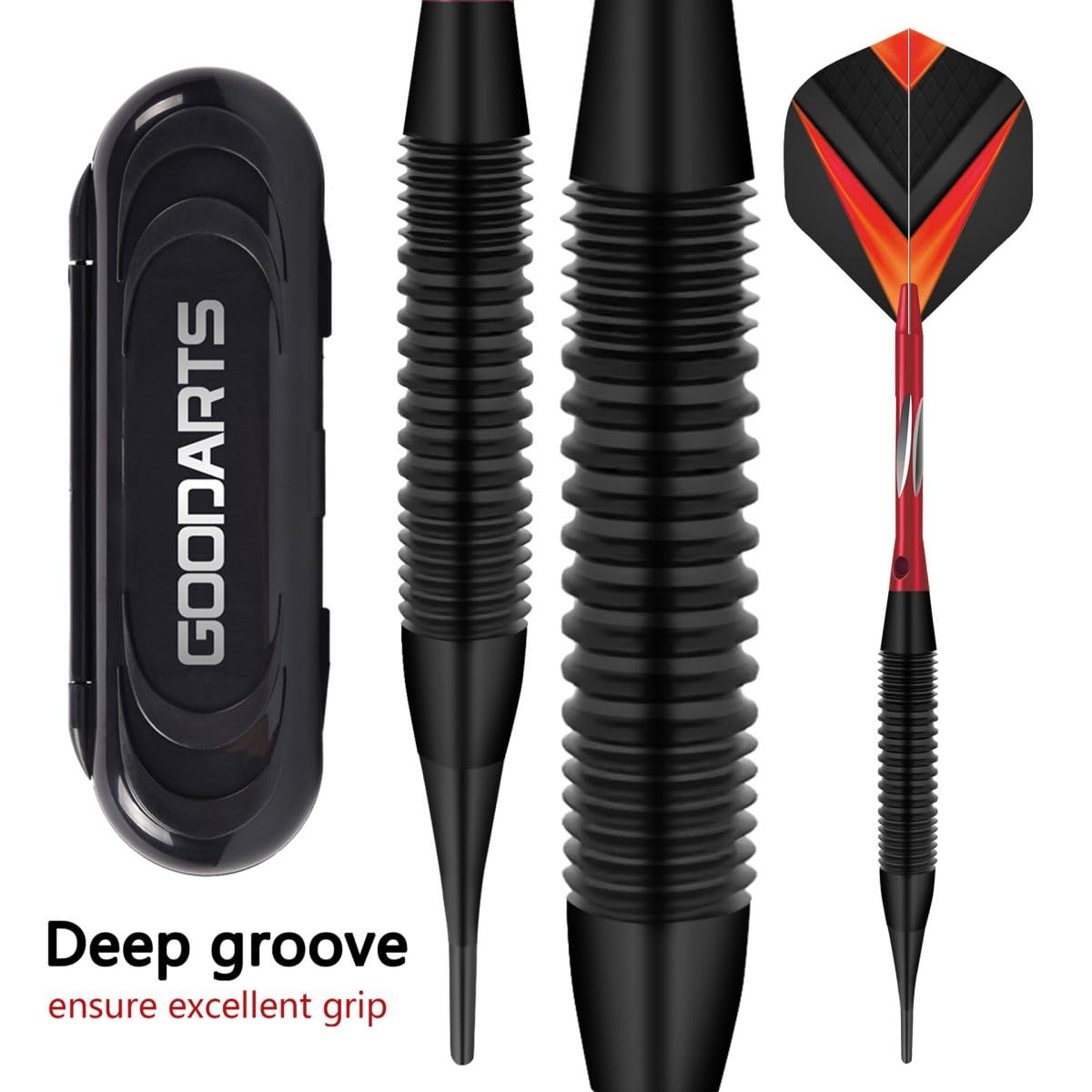 HRLORK 3 Packs Darts Set Professional Darts Set Plastic Soft Tip Darts Aluminum Shafts Darts Stems and Flights with 3 White Spare Shafts and Darts Case- Red - Image 4