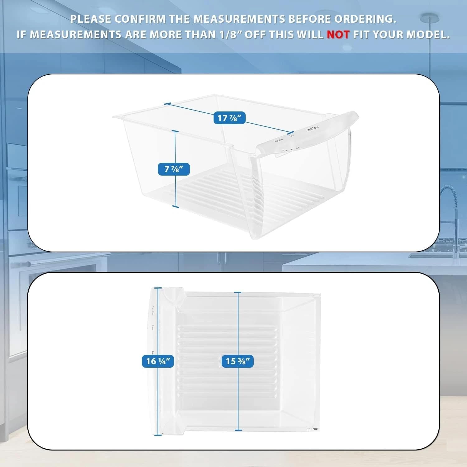 Upper Crisper Pan Compatible with Frigidaire Refrigerator 240351061 – Replacement for AP4424911, PS2361214 – Clear Refrigerator Drawer Bin