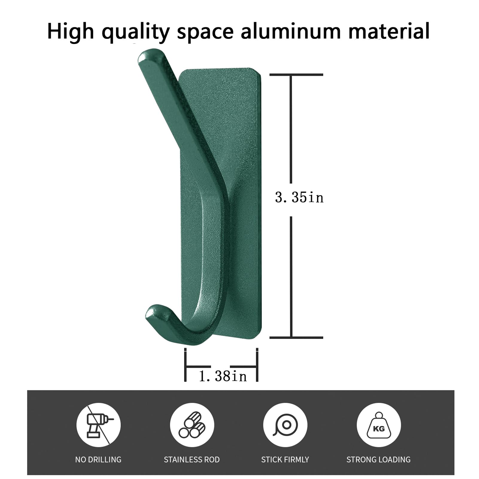 Paoli Heavy Duty Adhesive Hooks,Self-Adhesive Hooks Multiple Colors and Styles 30 lb Maximum Load for Home Schools and Offices?Emerald?Set of 4?