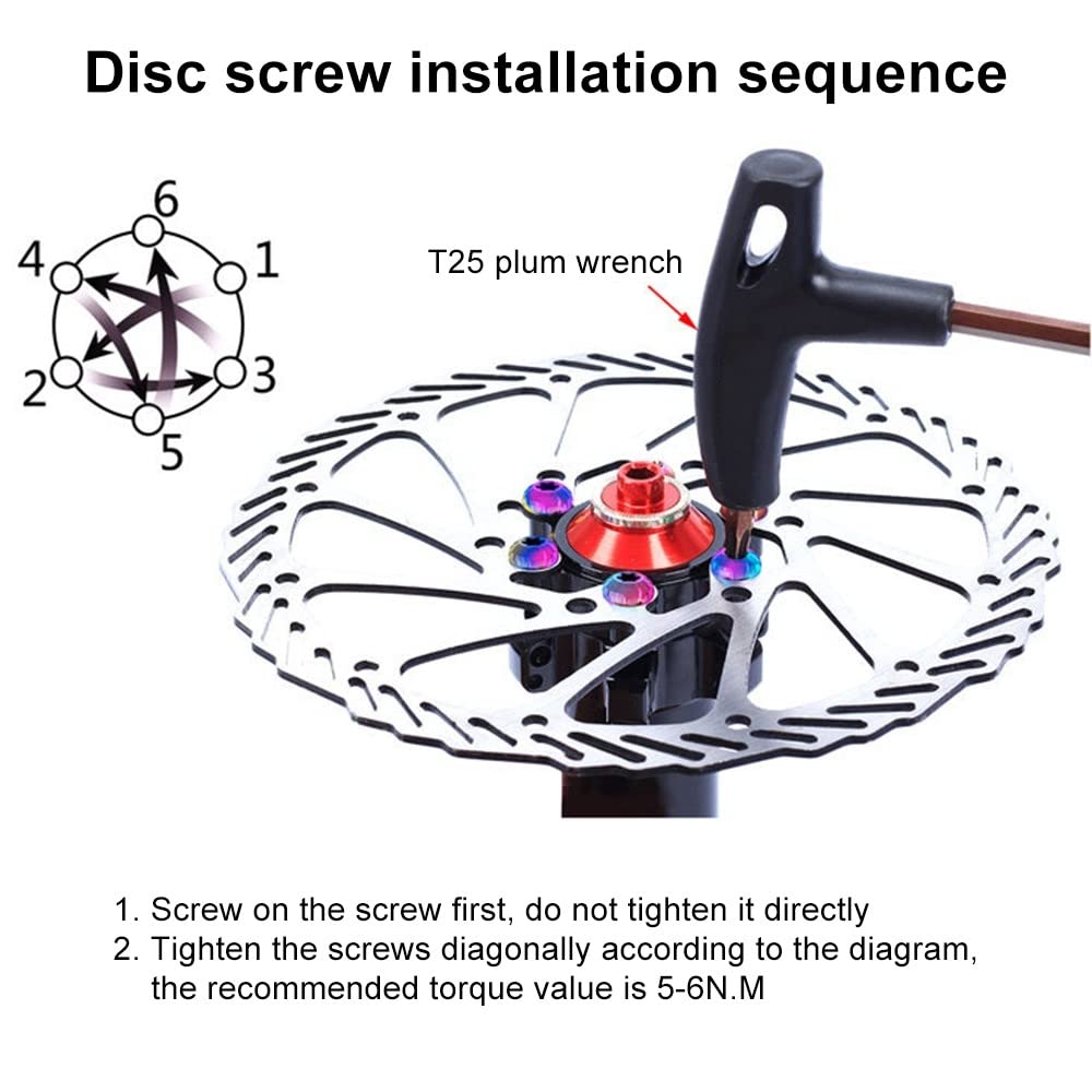 DONGKER Viti Fissaggio Disco Freno MTB - 12 Pezzi Colorati, Lega Titanio, M5x10mm Per Mountain Bike - Foto 2