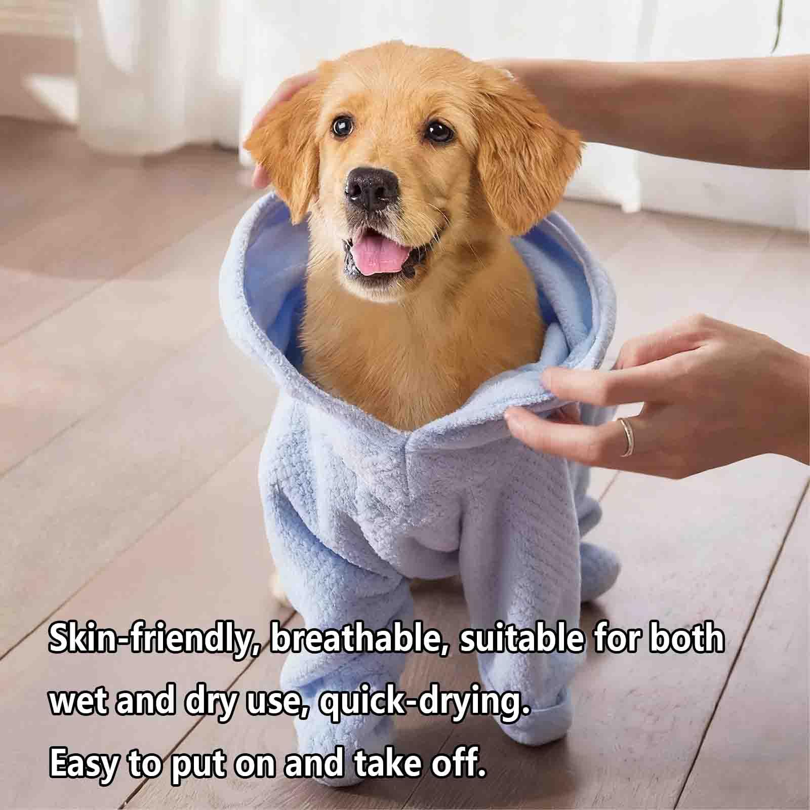 Serviette pour Chien Super Absorbante Serviette Chien Grande Taille Séchage Rapide Microfibre Peignoir pour Animaux avec Pieds Chat Doux Et Épais (Blue,XXL)