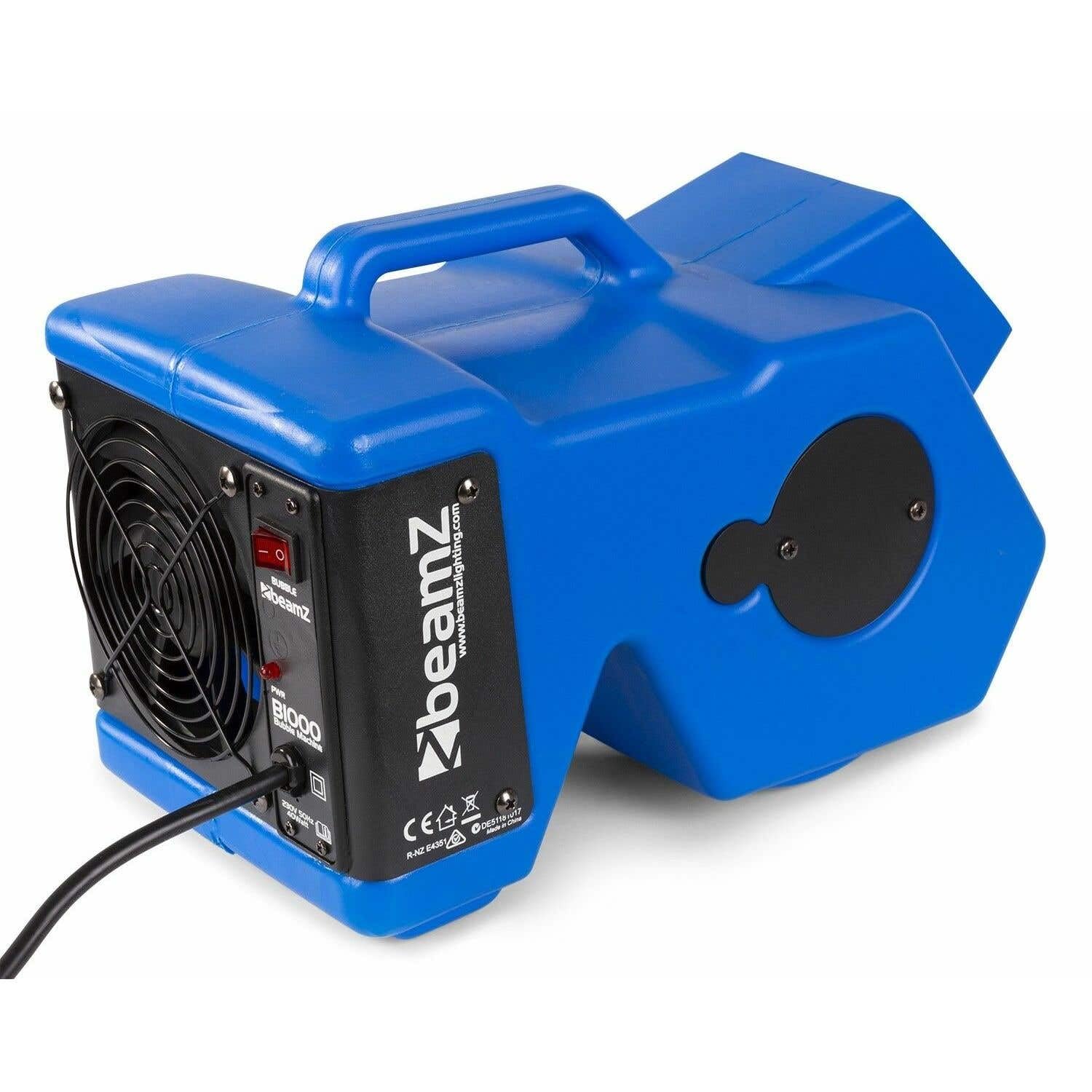 BeamZ B1000 - Maquina de Burbujas Compacta y Potente con ventilador de 40w y Control Remoto Inalámbrico, divertida maquina pompas jabon para fiestas en casa, comunion, maquina de burbujas para niños