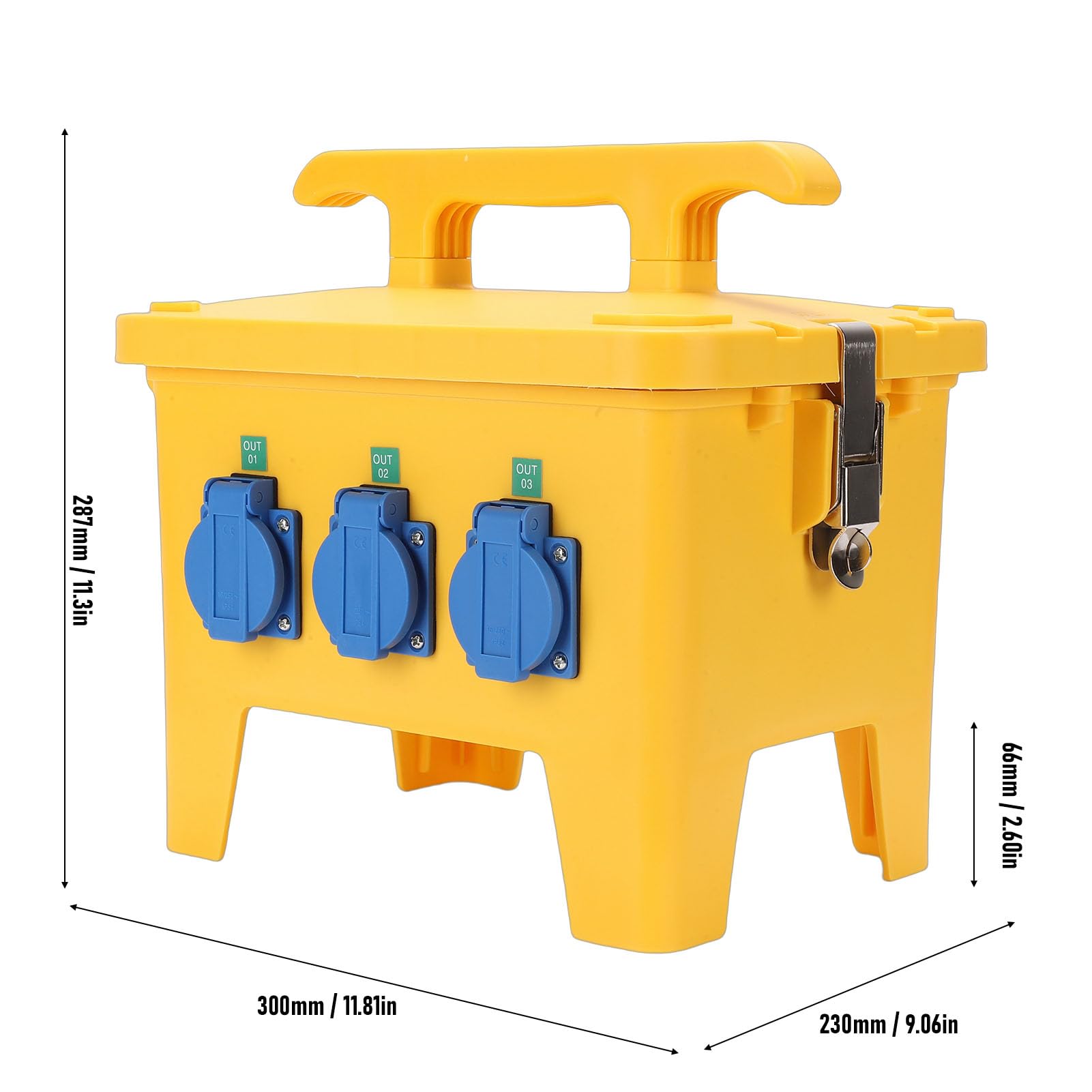 Generic Scatola di Distribuzione Elettrica Portatile Resistente All'acqua con 6 Prese per Giardino da Cantiere, Robusto Materiale ABS PC