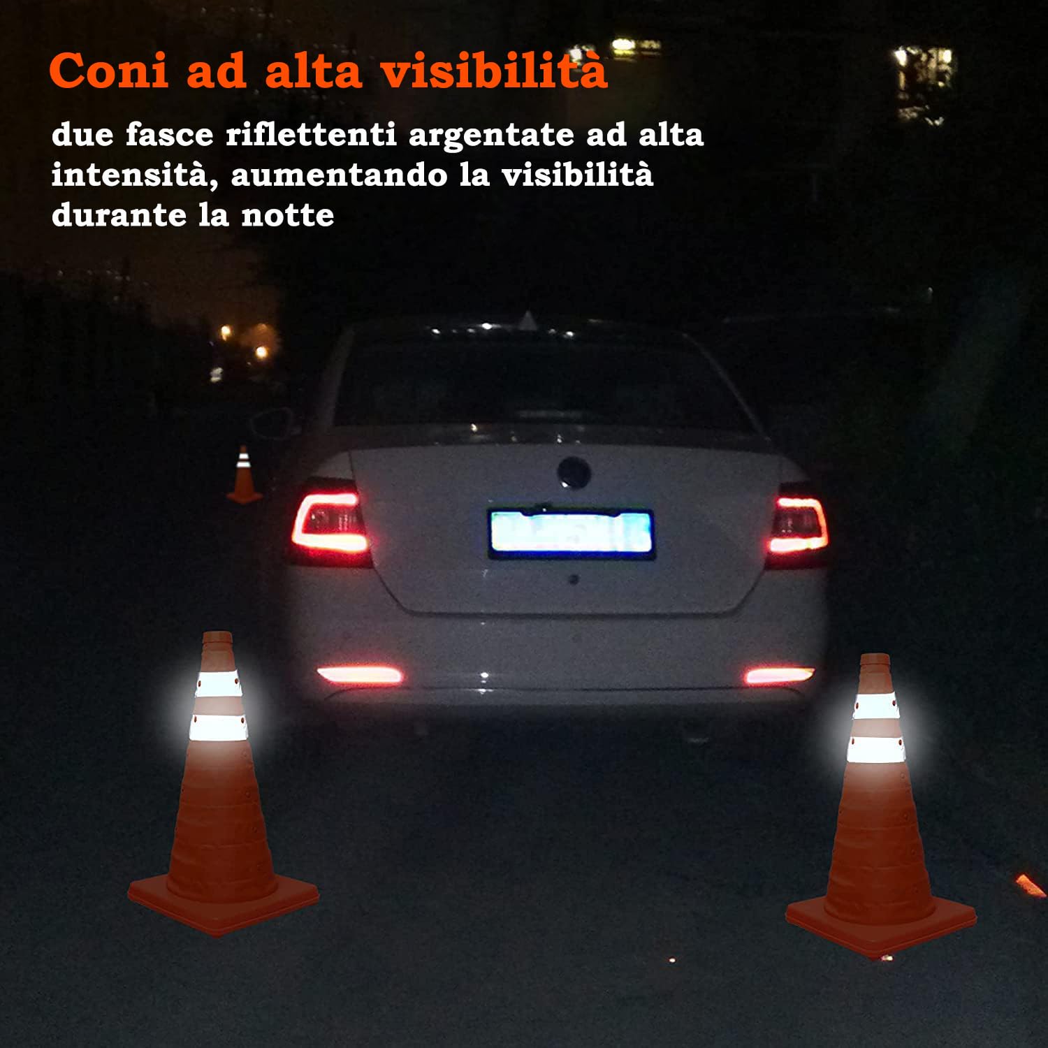 Coni stradali Traffico Pieghevole cono stradale, Blocco Stradale, stradali segnaletici, cono di sicurezza a striscia riflettente pop-up (4, 18in(45cm))
