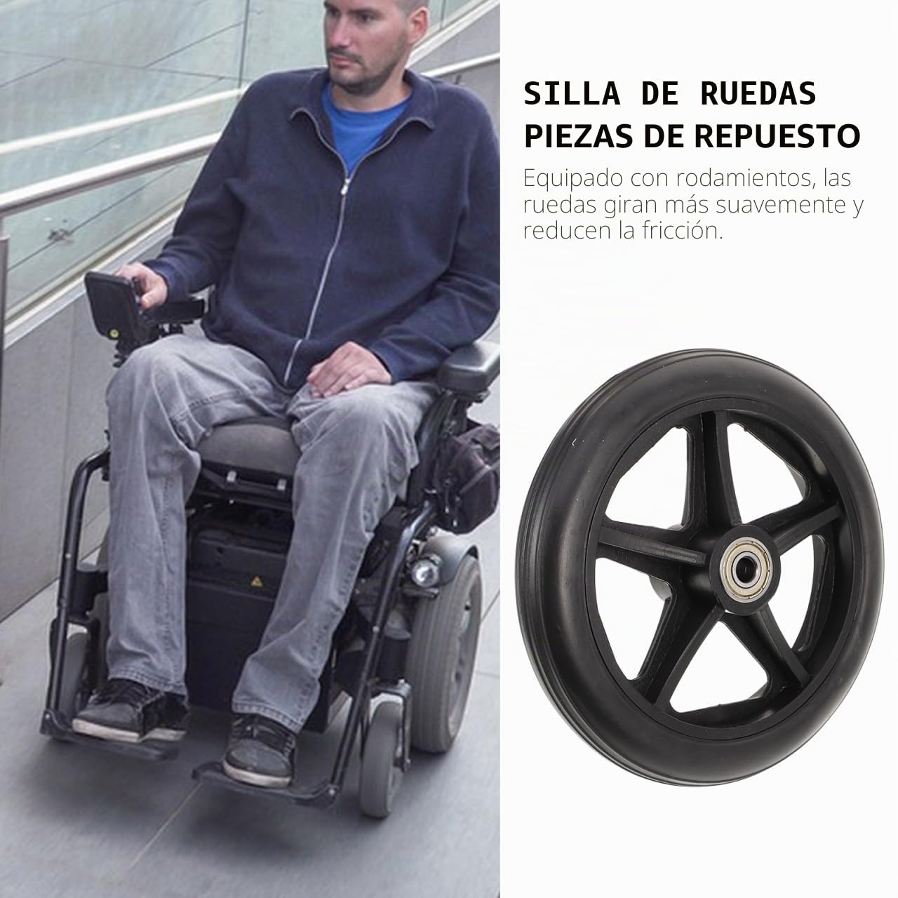 Ruedas delanteras de repuesto para silla de ruedas de 6 pulgadas con rodamiento silencioso resistente al desgaste para andador andador andador accesorios rueda reemplazable