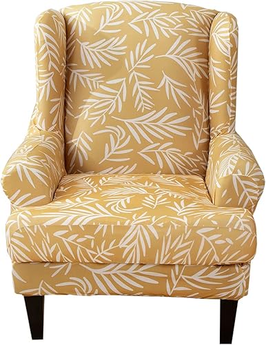 Miniatura 10 de Funda impermeable para silla con respaldo de ala, fundas elásticas de jacquard para silla, 2 piezas, funda de sofá con respaldo de ala, protector de