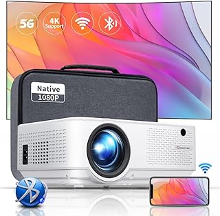 5G WiFi Native 1080P Projector: Giaomar 15000L Bluetooth Portable Mini Projector-4K Support, ±15° Vertical Keystone&50% Zoom, Outdoor Movie Projector LED/Home Projector for Phone/PC/Firestick