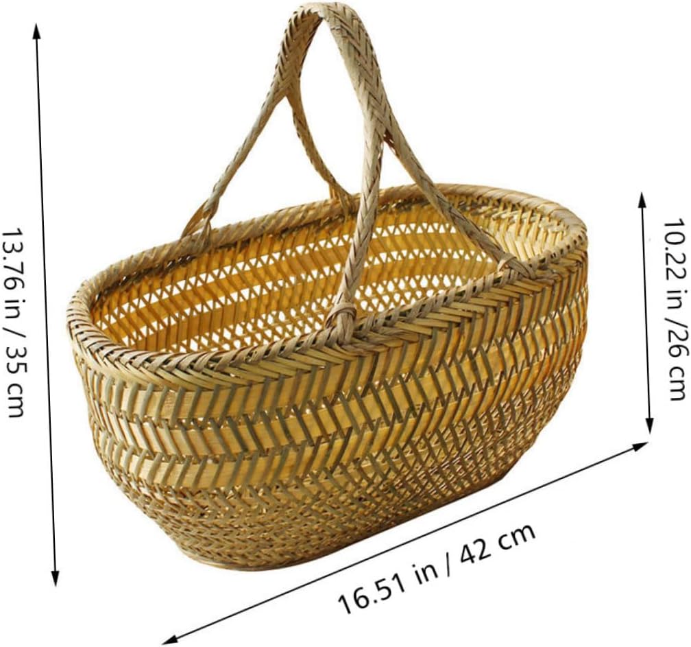 Multi Function Egg Basket with Handle Ergonomic Kitchen and Picnic Food Holder Woven Vegetable and Fruit Storage Basket for Home and Outdoor Use Small Random Color Random Color