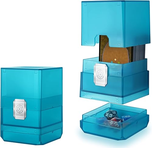 Sooez Caja de cartas MTG resistente con almacenamiento de dados, más de 100 casos de baraja Boulder, soporte perfecto para MTG CommanderYuGiOhTCG y