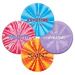 Latitude 64 Retro Burst Disc Golf Starter Set (4-Pack) - Disc Golf Discs Set for New to Intermediate Players | Includes Keystone, Fuse, Saint, Ballista | Grippy Base Plastic | Colors Vary