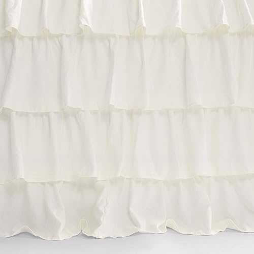Miniatura 6 de Lush Decor Allison - Juego de colcha de 3 piezas con faldón de volantes, color marfil, ligera, estilo desgastado, rústico y elegante, tamaño queen