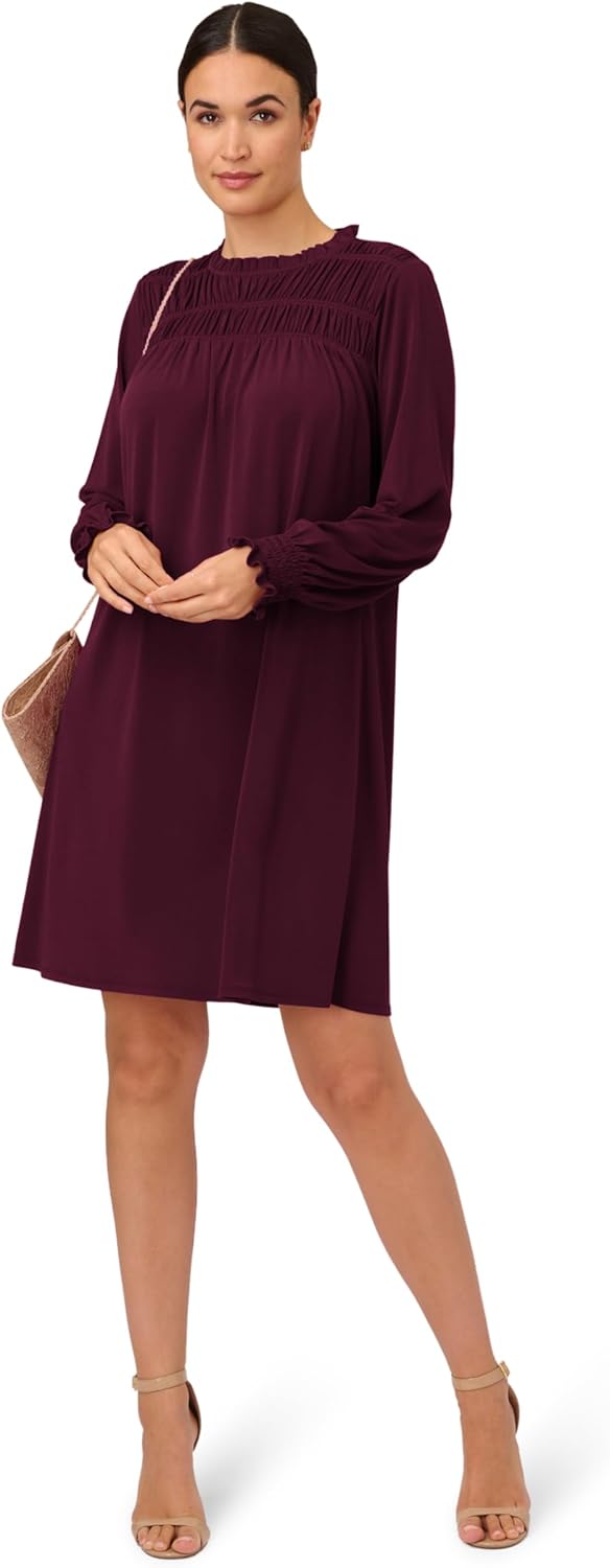 Adrianna Papell Womens Shirred Top Ruffle Neck Dress - Image 2