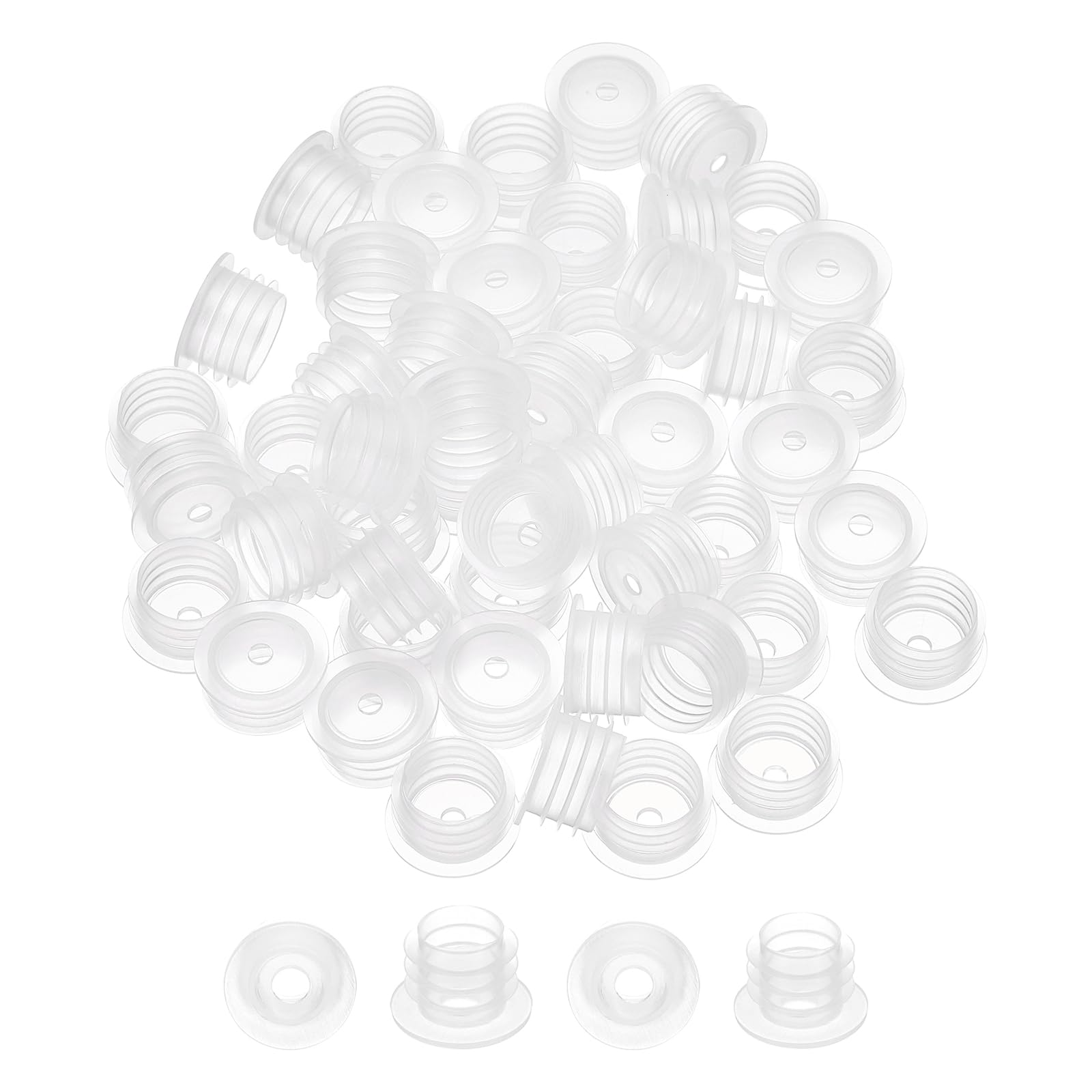 PATIKIL Bottle Adapter 16mm, 50 Pcs Press in Bottle Adapter Plugs with 3mm Hole for Oral Dispensers Liquid Oil Plastic Glass Bottles Stopper, Clear