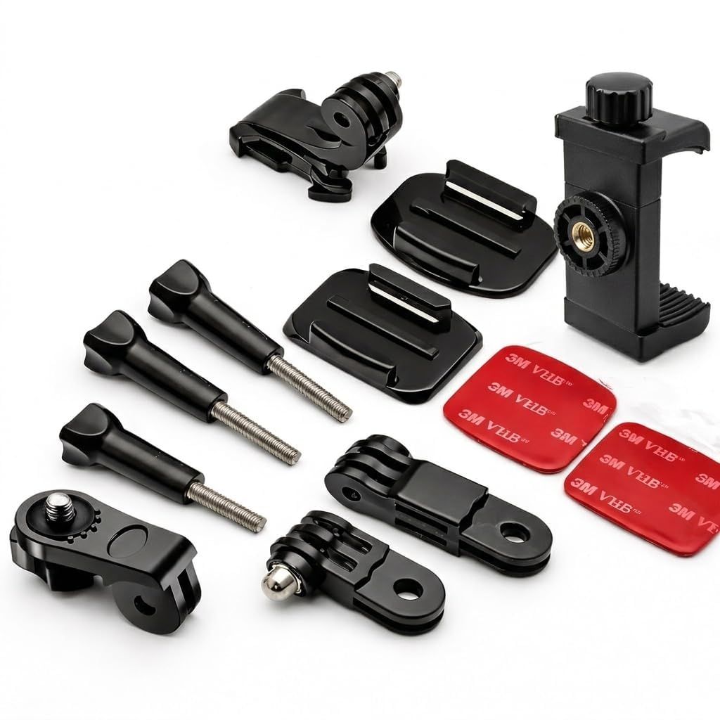 HOJI 2-in-1 Bike Phone Mount & Helmet Camera Kit – Anti-Vibration Handlebar Holder & Curved 3M Chin Mount for POV Video – Compatible with iPhone, GoPro Hero 14/13, Insta360 & DJI Action (Black)-picture-15