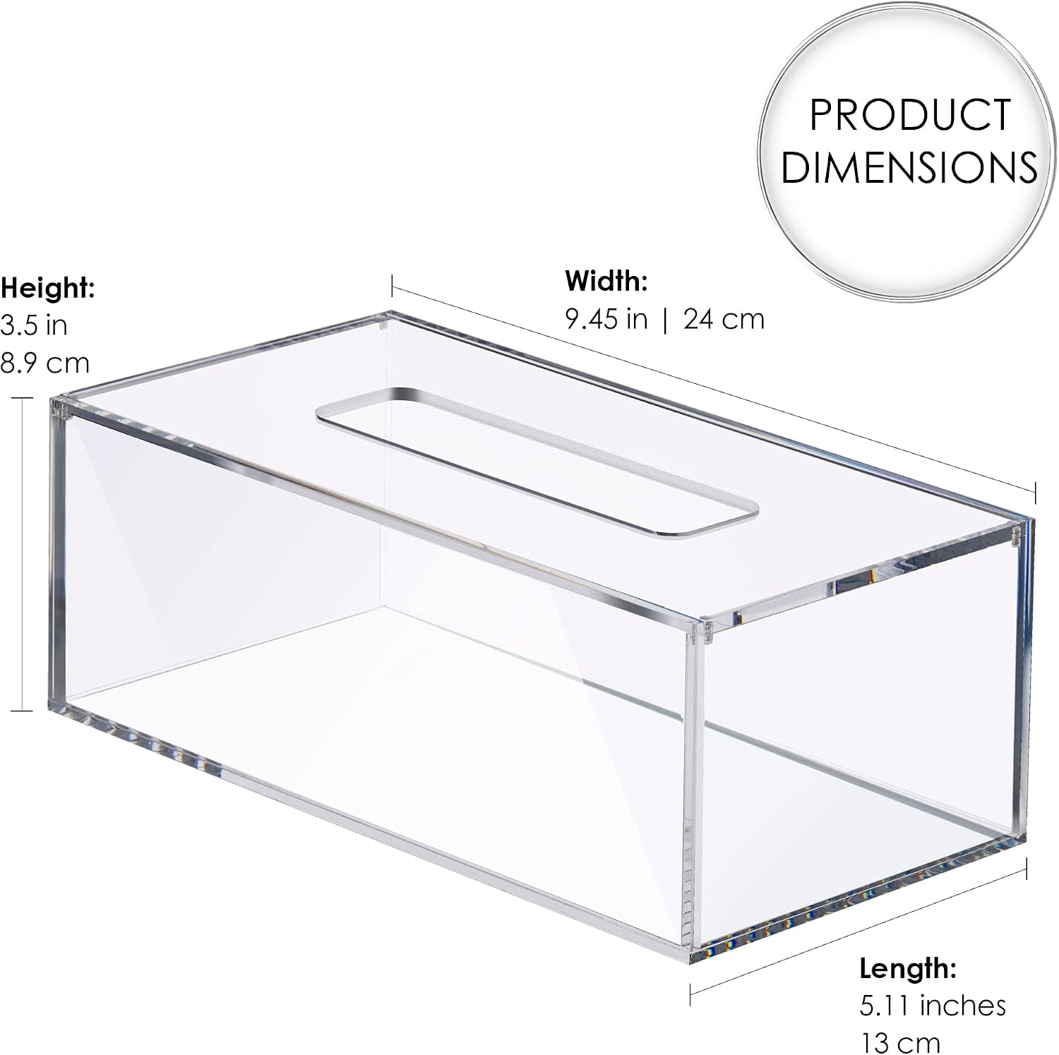 Clear Tissue Box, Acrylic Facial Tissue Box Holder Rectangular Bathroom Tissue Holder, Modern Tissue Dispenser Decorative Box, Tissue Holders | Use with Tissues Only- Original Box Will Not Fit