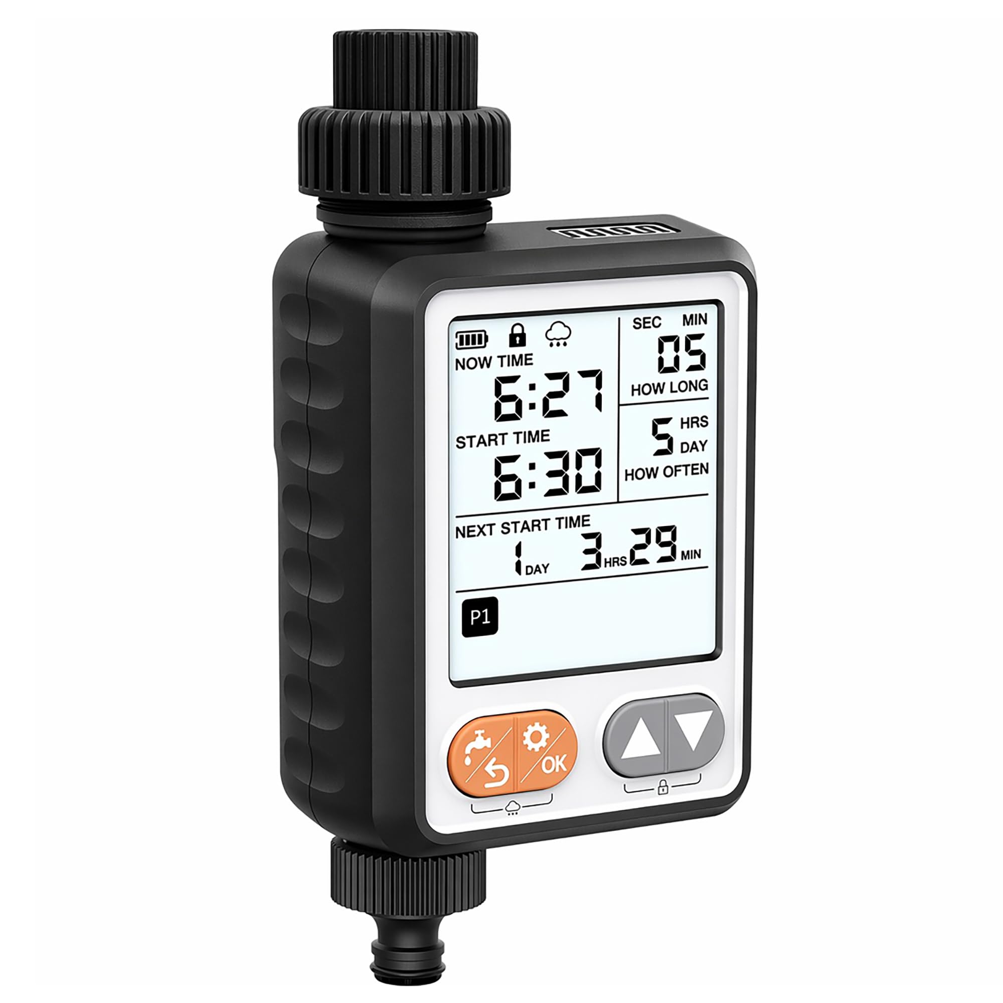 Temporizador de agua para manguera de jardín, 10 temporizadores programables con retardo automático de lluvia, IP54 resistente al agua de 3.3 pulgadas, temporizador de sistema de riego por goteo LCD