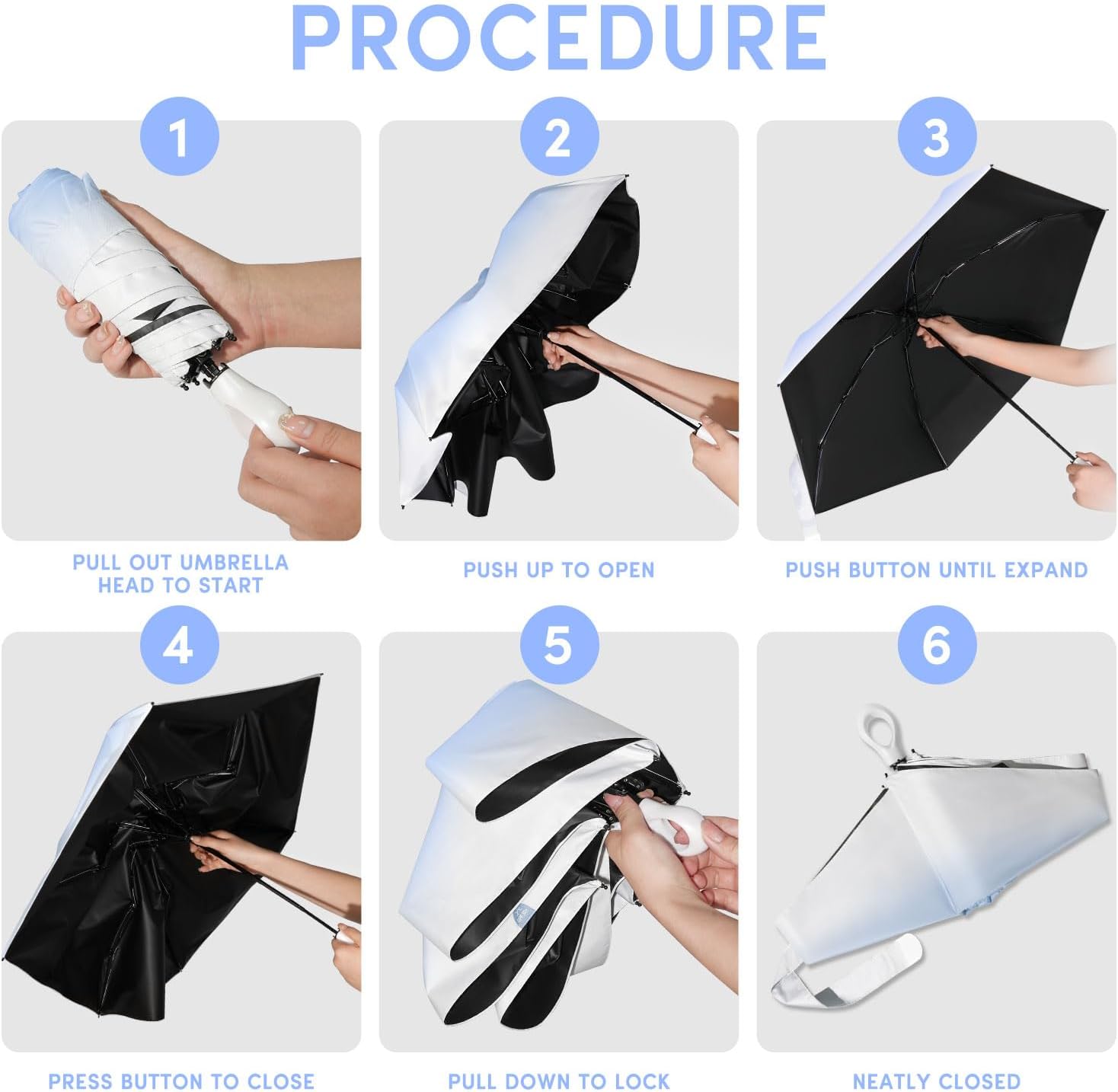 LEAGERA Mini Travel Umbrella UPF 50+ - Folding Portable Compact Umbrella for Purse Lightweight Tiny Trendy UV Protection Umbrellas for Women Girls - Image 6