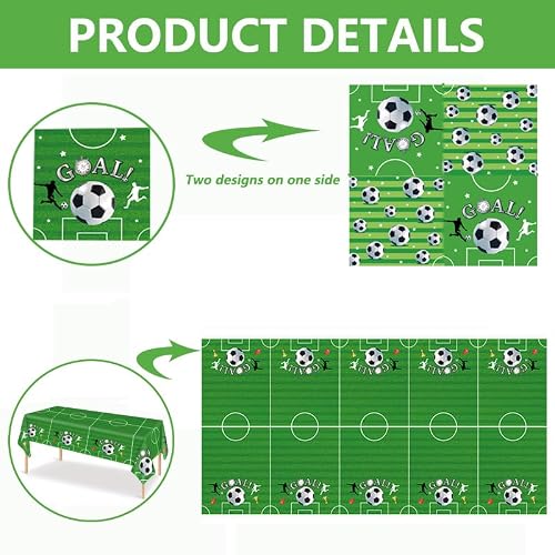 Soccer Birthday Party Decorations, Soccer Party Supplies Serves 24 with Plates and Napkins Tablecloth Forks, Sports Soccer Theme Party Favors for Kids Boys — view 3