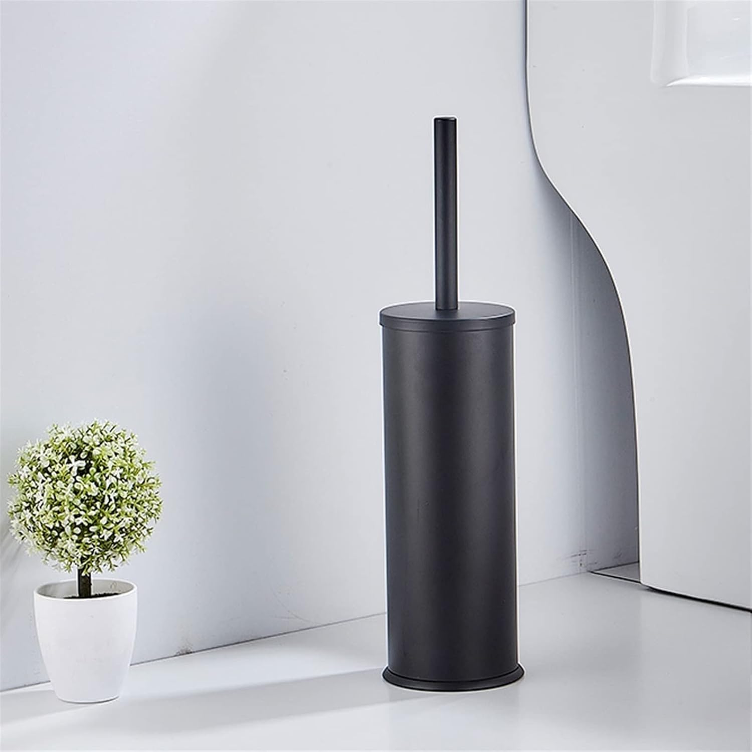 Toilet Brush Holder Toilet Brush and Holder Set,Toilet Bowl Brush with Long Handle Durable Bristles Hidden Toilet Scrubber for Toilet Cleaning White Black Gold Toilet Brush Holders(B)