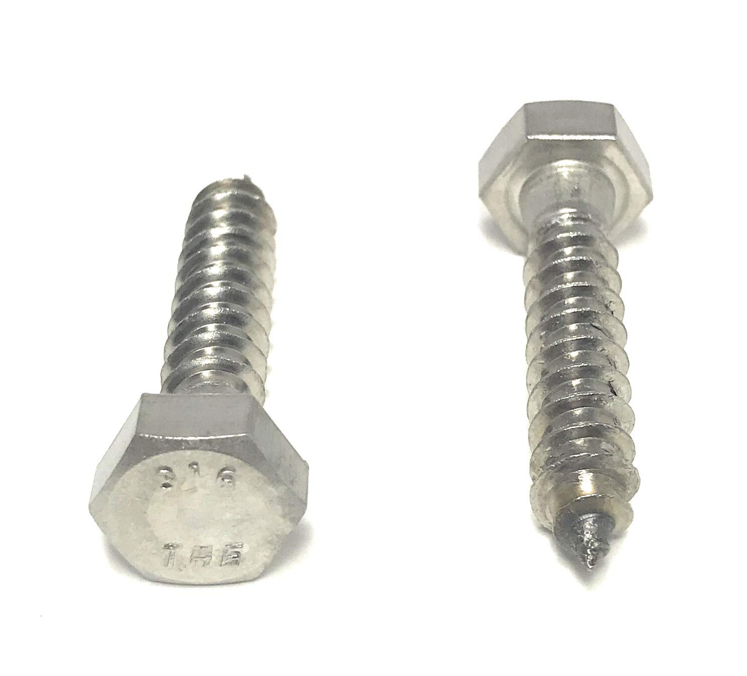 5/16 x 1-1/2 316 Stainless Steel Hex Head Lag Bolts Lag Screws Marine Grade (10 Pieces)