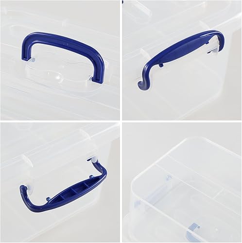 Miniatura 2 de Morcte Caja transparente de 8 L, contenedor de almacenamiento de plástico con asa, paquete de 2