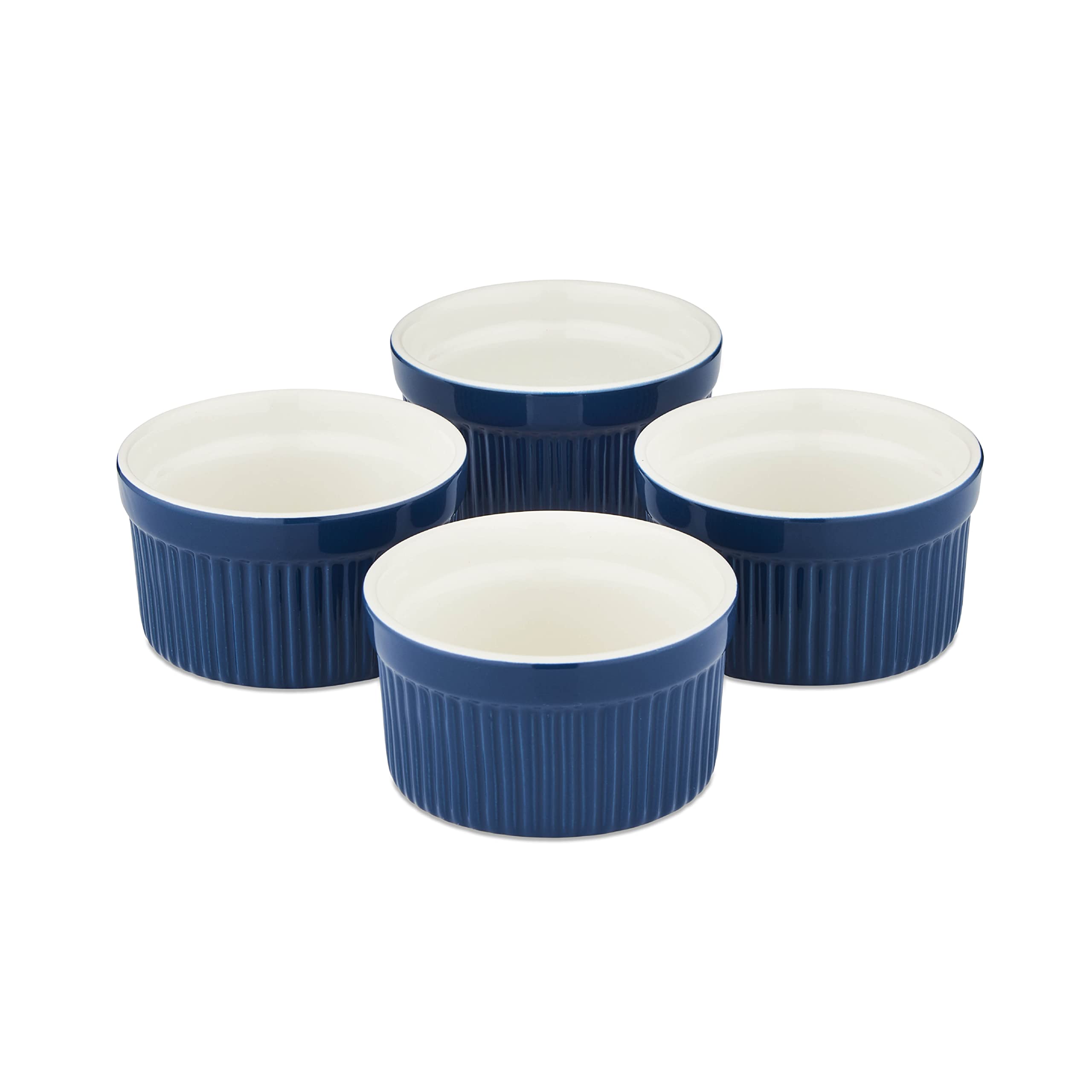 Barbary & OakBO875004BLU Foundry Ceramic Ramekins, Set of 4 in Limoges Blue
