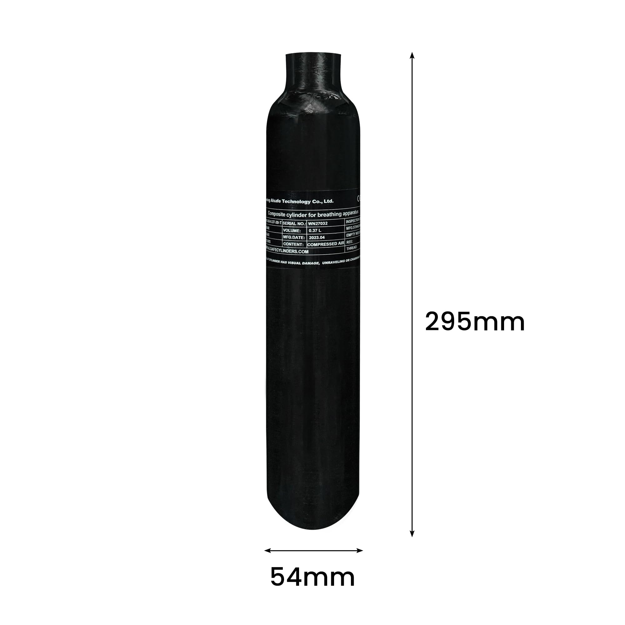 TUXING 300Bar/4500Psi 0.37L in Fibra di Carbonio HPA Serbatoio, PCP Aria Serbatoio Cilindro di Gas 22Cu in 370cc, per PCP Armi ad Aria Paintball Pistola da Caccia Daystate Filettatura M18 * 1,5