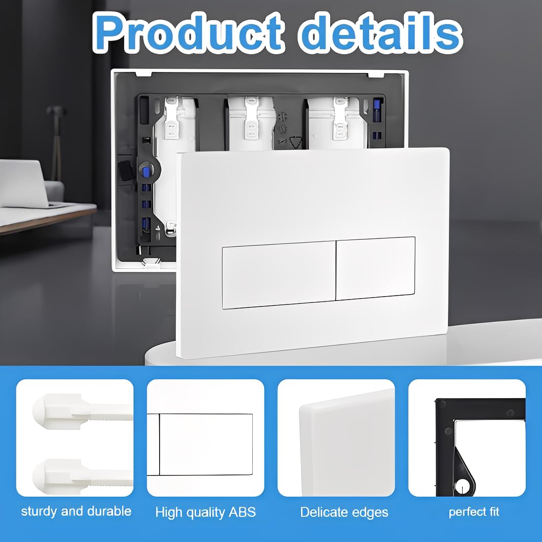 1 Pezzo Accessorio per Serbatoi d'Acqua in Bagno,Compatibile Placca WC Geberit, Piastra Doppio Scarico (Bianco)