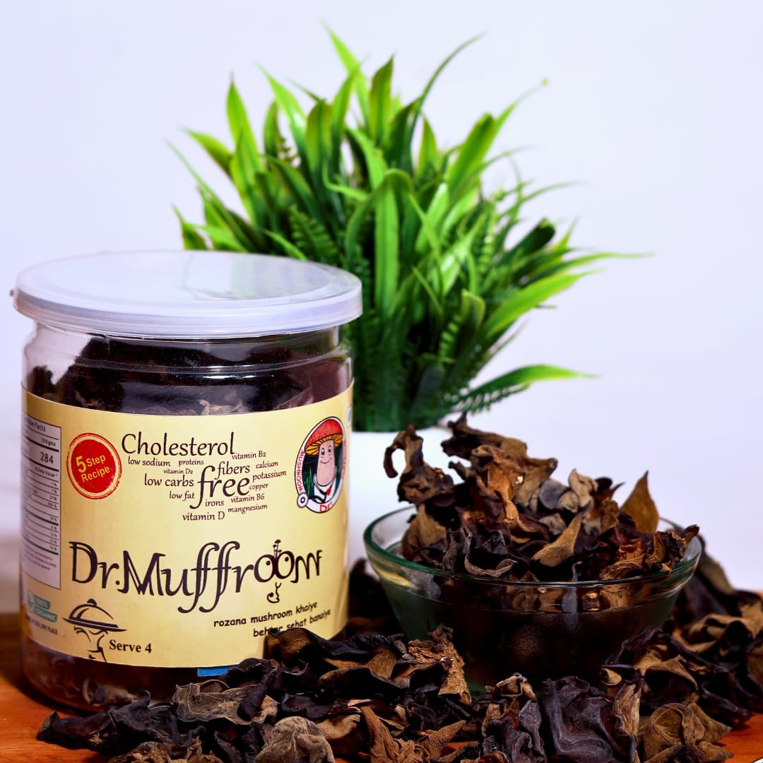 Dr.Muffroom Dried Black or Wood-Ear Mushrooms || Cholesterol Free || Heart-Healthy || Versitile Culinary Delight || Umami Blast || 100% Natural Organically Dried Mushrooms || 40 Grams-image-39