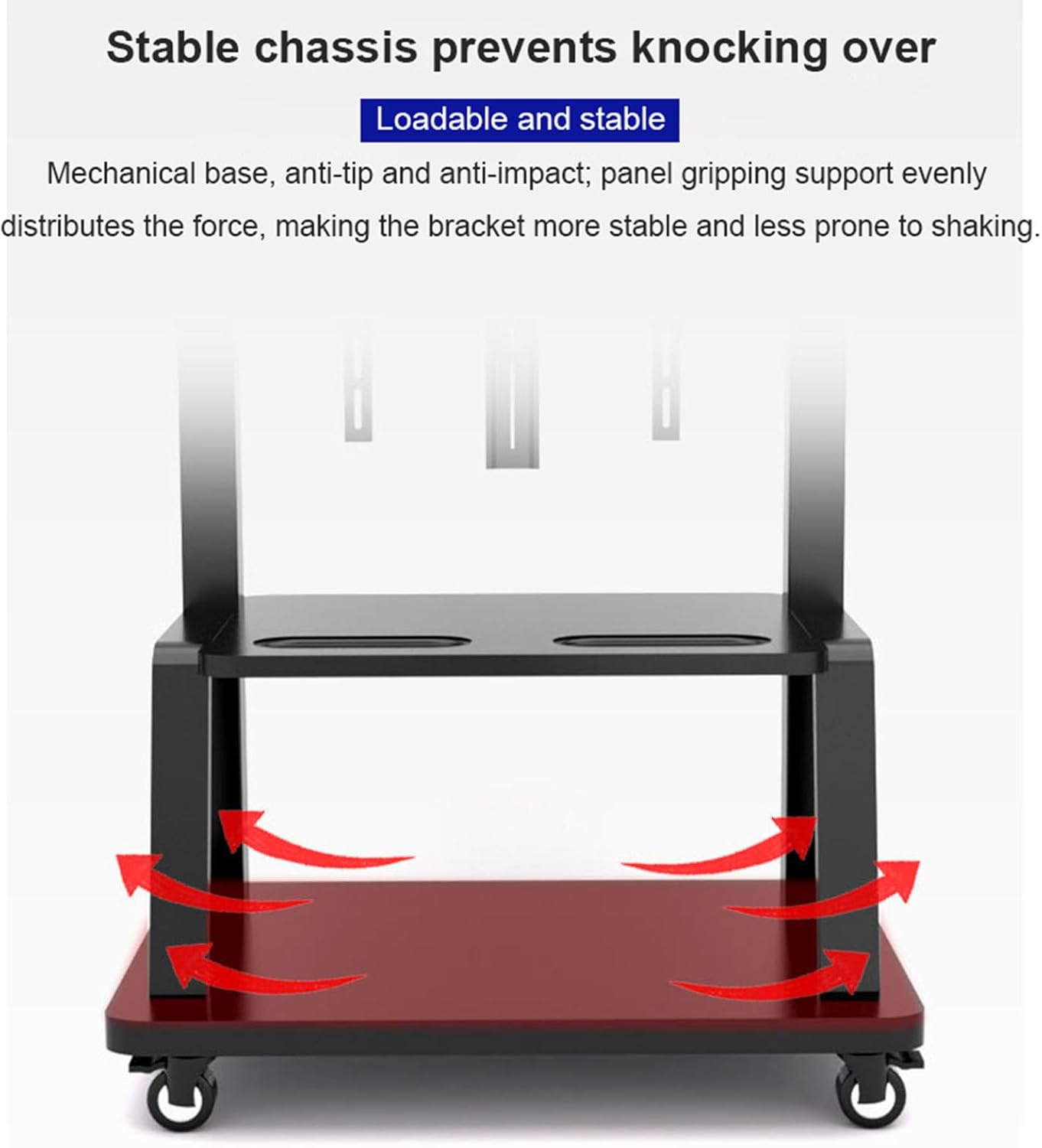 TV Mobile Bracket Manual Lift, Support Horizontal and Vertical Screen 180 ° Switching, Suitable for 32-75 Inches Live Display Stand